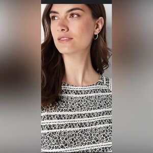 J. Jill Blouse Women’s Size SM Petite Wherever Collection White Blue Boxy  Top